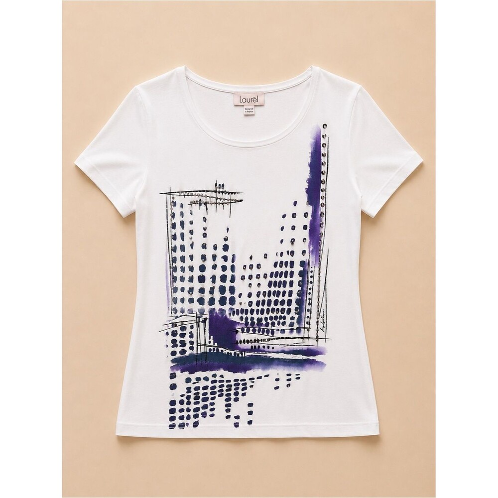 Laurel White Graphic Rhinestone Top Size 4 / EU 36